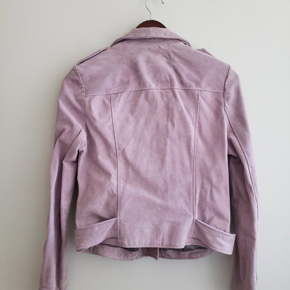 Suede leather lavender bagatelle biker jacket size s - Picture 2 of 7